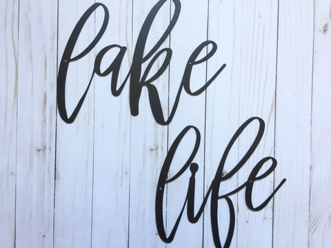 Lake Life Metal Sign Lake House Decor Housewarming Gift Metal Words Lowercase Lake Life Sign Decorations