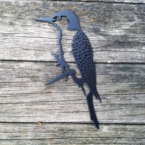 Woodpecker Metal Tree Sign Hammer In Spike Steel Bird Silhouette Raw For Patina Or Black Powder Coat Finish Decorations