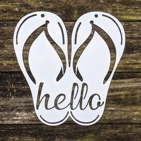 Hello Flip Flop Sign Metal Art Wall Sign Cut Metal Sign Wall Metal Art Decorations