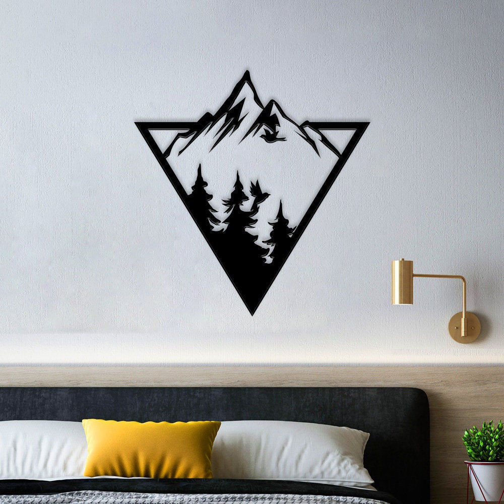 Mountains Housewarming Gift Metal Wall Decoration Home Living Room Decor Wall Hangings Mountain Decoration Decorations