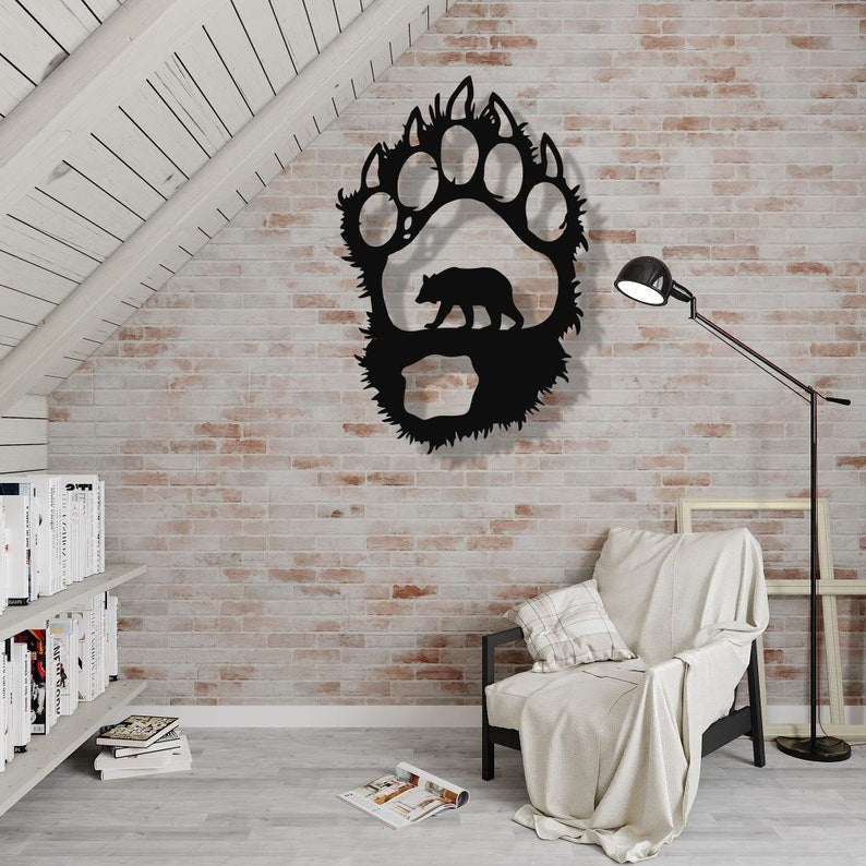 Metal Wall Decor Metal Bear Art Bear Claw Decoration Nature Wildlife Lover Gift Wall Hangings Bear Paw Metal Sign Decorations