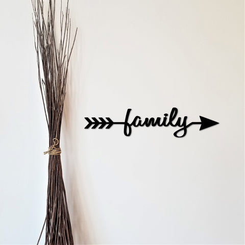 Arrow Family Word Sign Large Cursive Words For The Wall Arrow Decor Gallery Wall Script Wall Words Family Sign Decorations