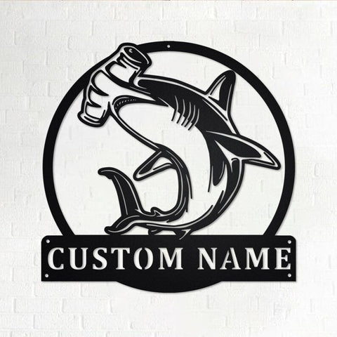 Custom Hammerhead Shark Personalized Shark Name Sign Decoration For Room Shark Metal Custom Hammerhead Shark Decorations