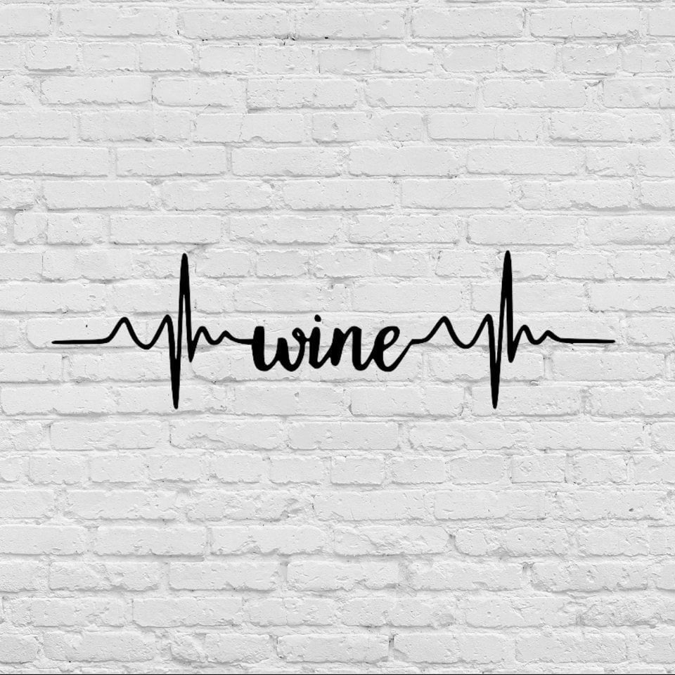 Wine Script Ekg Cut Metal Sign Wall Decor Metal Sign Metal Art Decorations