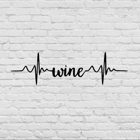Wine Script Ekg Cut Metal Sign Wall Decor Metal Sign Metal Art Decorations