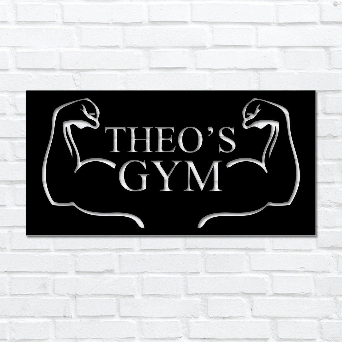 Metal Laser Cut Personalised Gym Sign Muscles Gym Sign Decorations