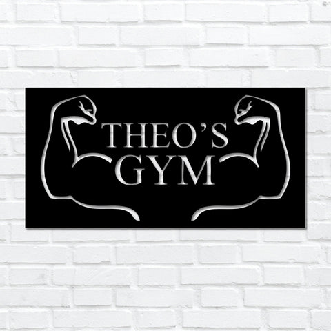 Metal Laser Cut Personalised Gym Sign Muscles Gym Sign Decorations