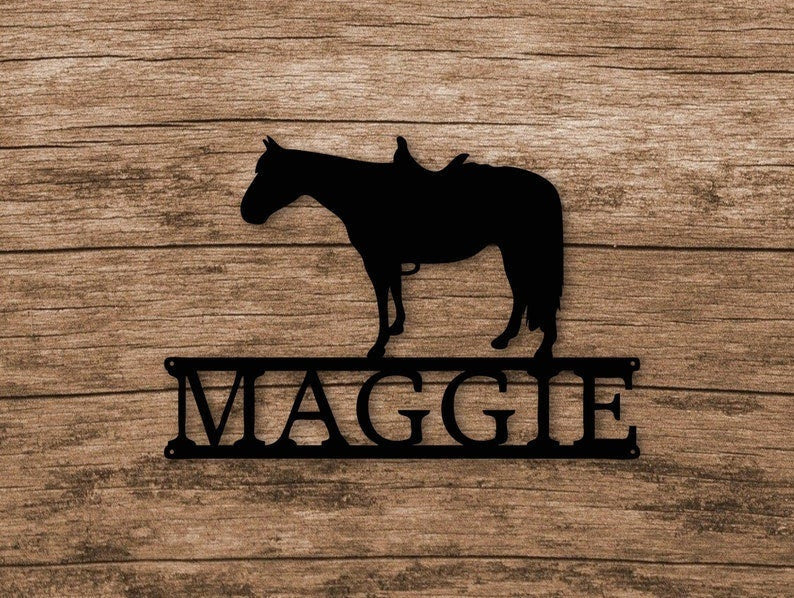 Custom Metal Western Horse Stall Sign Personalized Horse Stall Plaque Custom Stall Name Plate Decorations