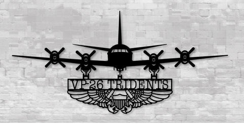 P3 Vp26 Tridents With Naval Flight Officer (nfo) Wings Metal Sign Cut Metal Sign Wall Decor Decorations