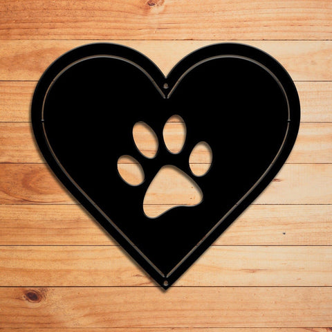 Paw Print Heart Rustic Rusted Garden Sign Rusty Metal Heart Metal Art Garden Ornament Metal Garden Sculpture Dog Paw Heart Decorations