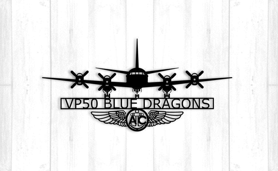 P3 Vp50 Blue Dragons Aircrew Wings Metal Sign Cut Metal Sign Wall Decor Decorations