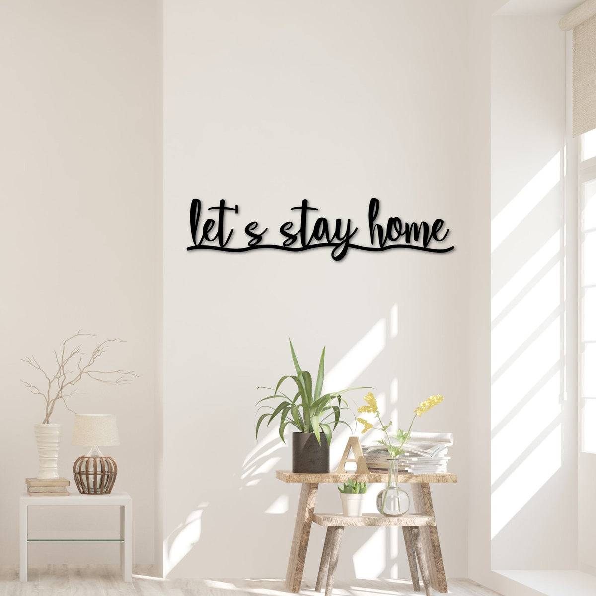 Let's Stay Home Metal Sign Let's Stay Home Sign Wall Decor Housewarming Gift Steel Sign Metal Words For The Wall Decorations