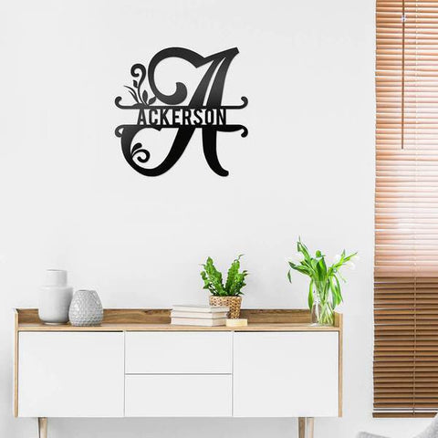 Initial Monogram Metal Sign Decor Cut Metal Sign Metal House Sign Decorations