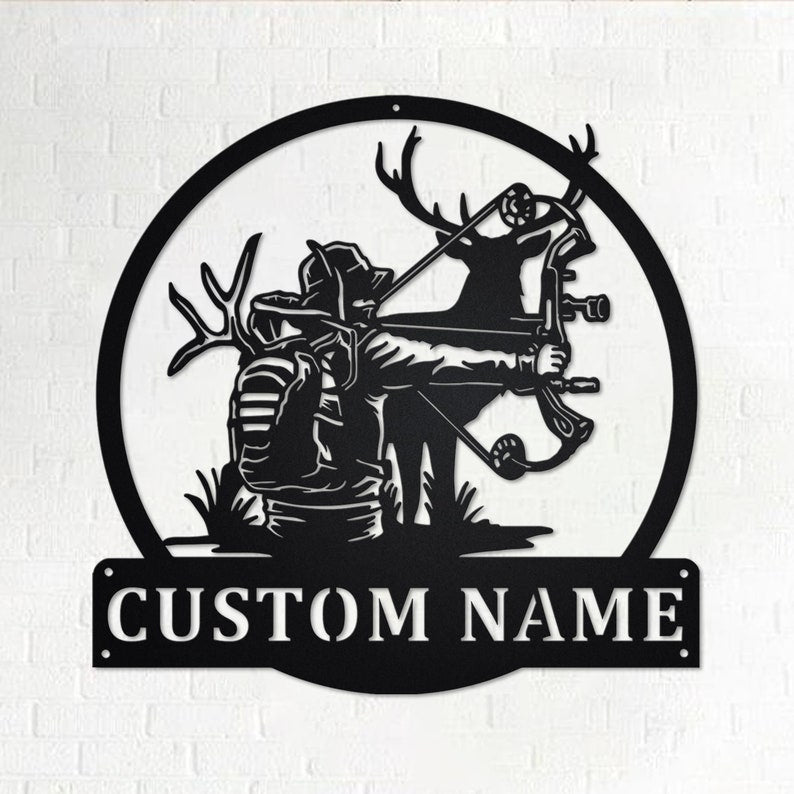 Custom Bow Hunting Personalized Bow Hunting Name Sign Decoration For Room Deer Bow Hunting Custom Bow Hunting Decorations