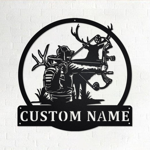 Custom Bow Hunting Personalized Bow Hunting Name Sign Decoration For Room Deer Bow Hunting Custom Bow Hunting Decorations