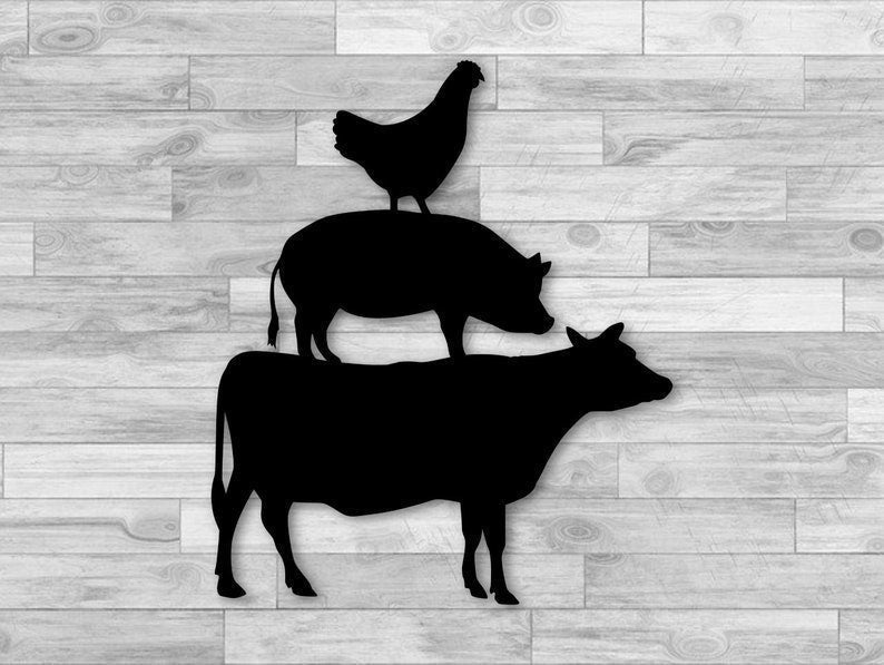 Stacked Farm Animal Metal Sign Farmhouse Wall Decoration Cow Pig Chicken Sign Decorations