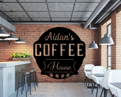 Coffee Bar Script Metal Sign Kitchen Wall Decor Cafe Sign Housewarming Gift Home Wall Hangingcoffee Metal Sign Monogram Metal Decorations