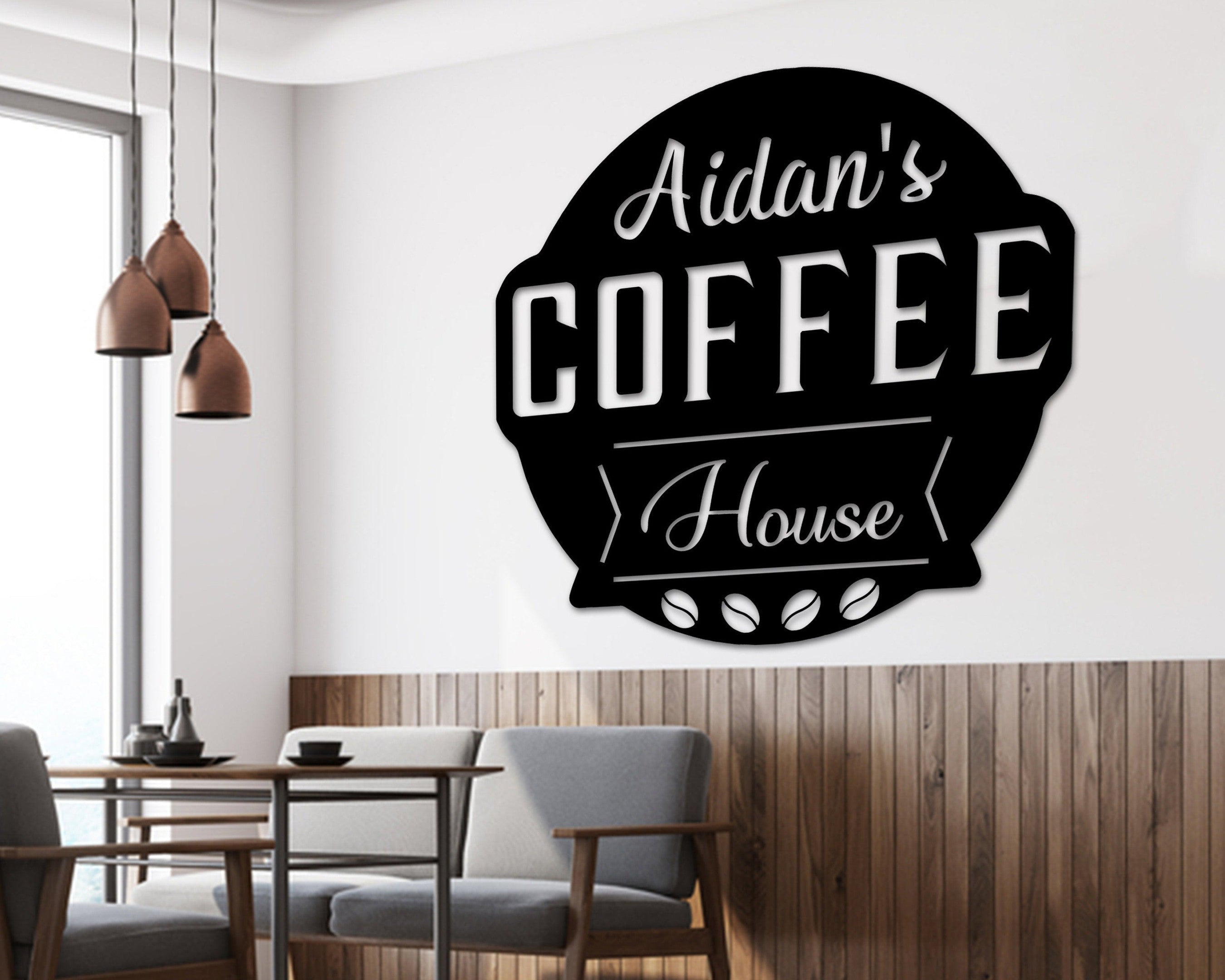 Coffee Bar Script Metal Sign Kitchen Wall Decor Cafe Sign Housewarming Gift Home Wall Hangingcoffee Metal Sign Monogram Metal Decorations