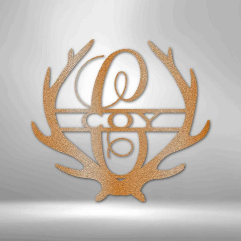 Personalized Antler Monogram Metal Wall Sign Nursery Custom Hunting Wall Art Decorations