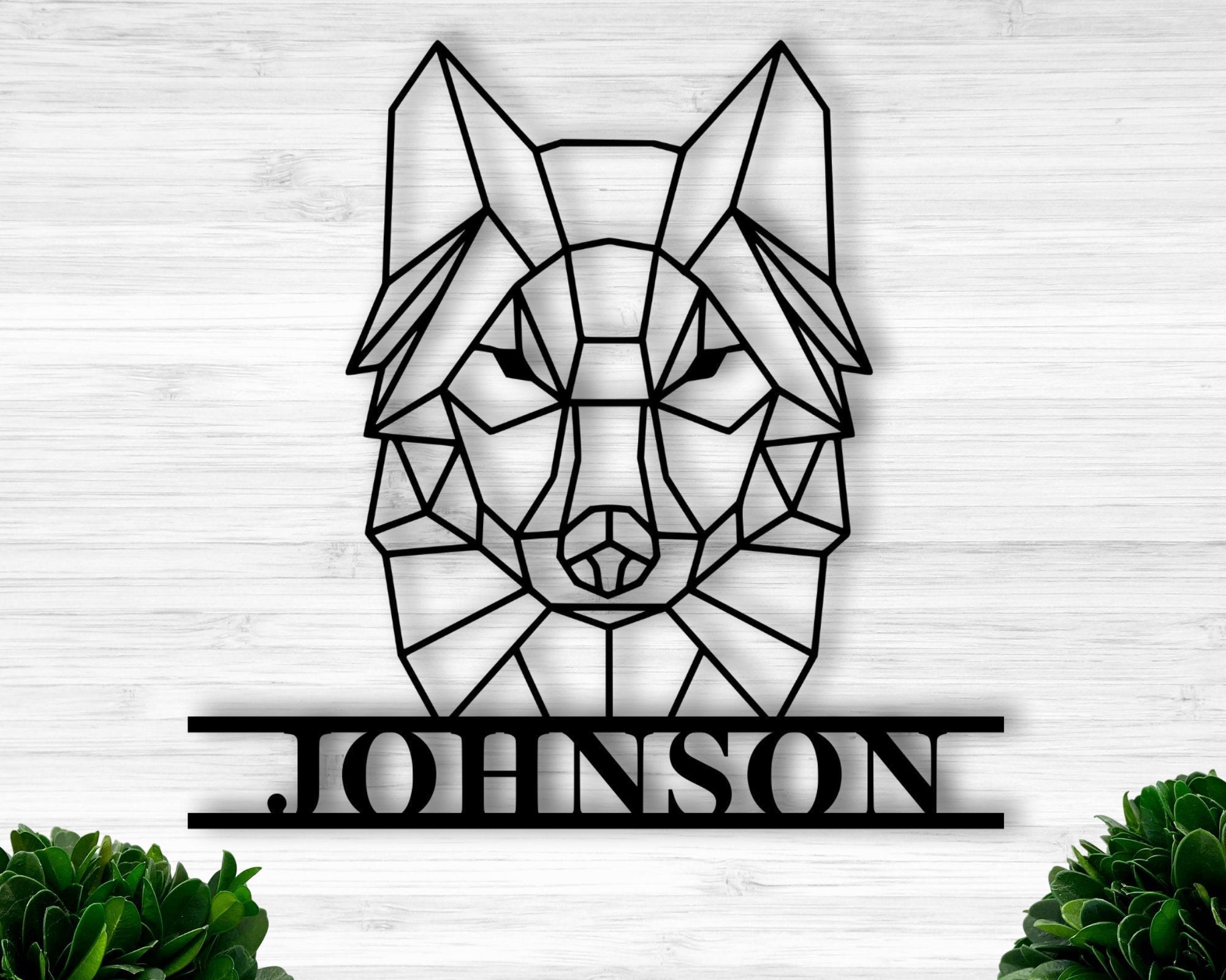 Custom Family Name Sign Geometric Wolf Sign Personalized Address Sign Wilderness Sign Custom Metal Name Sign Decorations