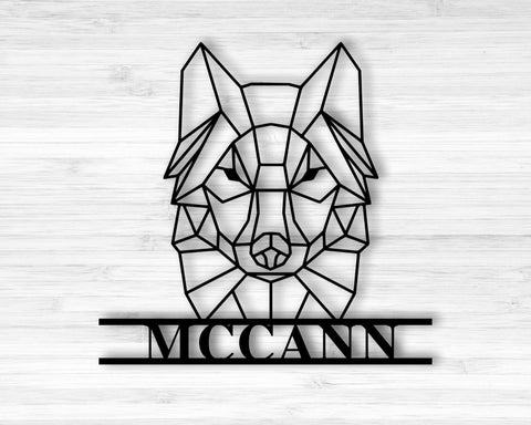 Custom Family Name Sign Geometric Wolf Sign Personalized Address Sign Wilderness Sign Custom Metal Name Sign Decorations