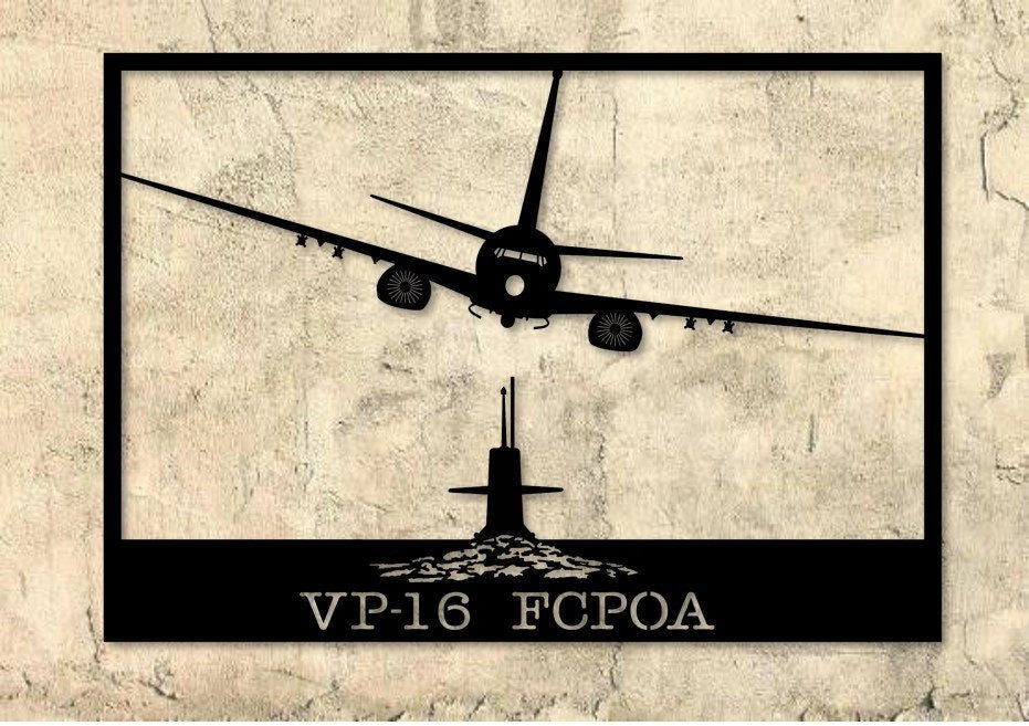 P8 Vp16 Fcpoa Flying Over Submarine Metal Sign Cut Metal Sign Wall Decor Decorations