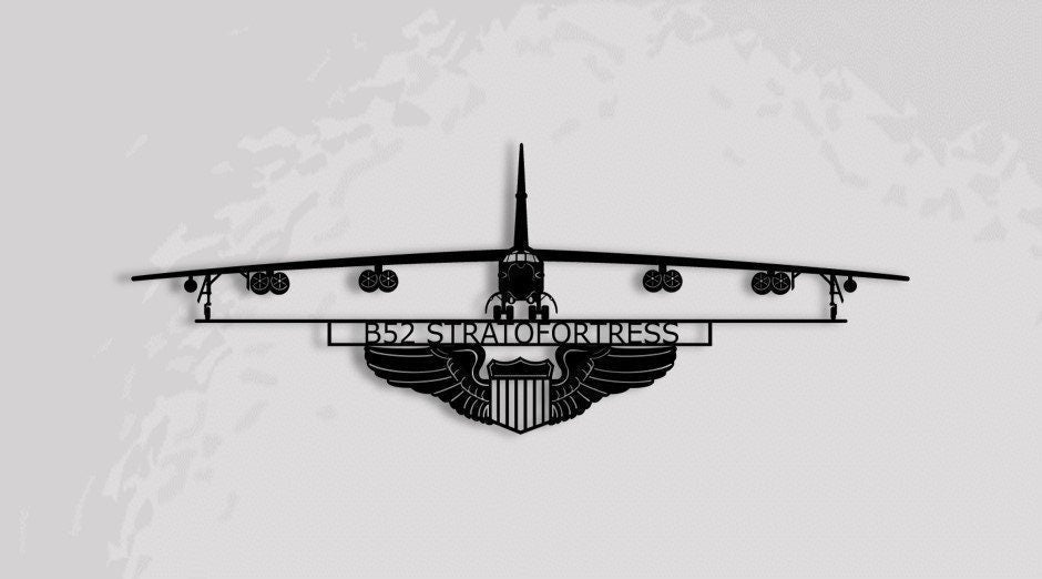 B52 Stratofortress With Pilot Wings American Strategic Bomber Aircraft Metal Sign Cut Metal Sign Wall Decor Decorations