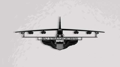 B52 Stratofortress With Pilot Wings American Strategic Bomber Aircraft Metal Sign Cut Metal Sign Wall Decor Decorations