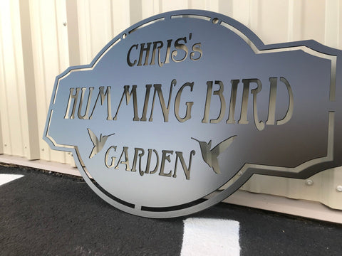 Personalized Garden Sign Custom Metal Garden Sign Humming Bird Garden Sign Personalized Sign Decorations