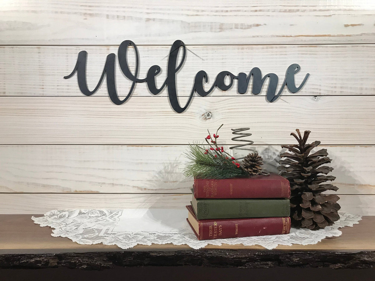 Welcome Sign 36 Inch Metal Wall Words Modern Farmhouse Sign Decorations