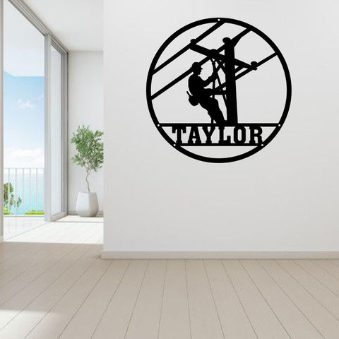 Lineman Last Name Metal Sign Lineman Gift Lineman Sign Personalized Lineman Christmas Gift Custom Metal Sign Door Hanger Decorations