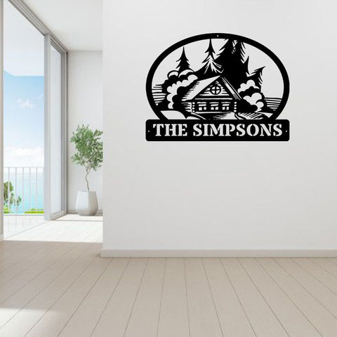 Monogram, Cabin, Nature, Mountains, Rustic, Personalized, Wedding, Housewarming, Weatherproof, Metal Wall Art, Metal Letter Laser Cut Metal Signs Custom Gift Ideas