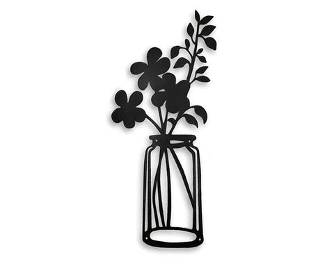 Metal Flowers Wall Decor Metal Wall Sculpture for Patio Balcony Black Metal Wall Decor Art for Living Room Bathroom Bedroom Dining Room Decorations