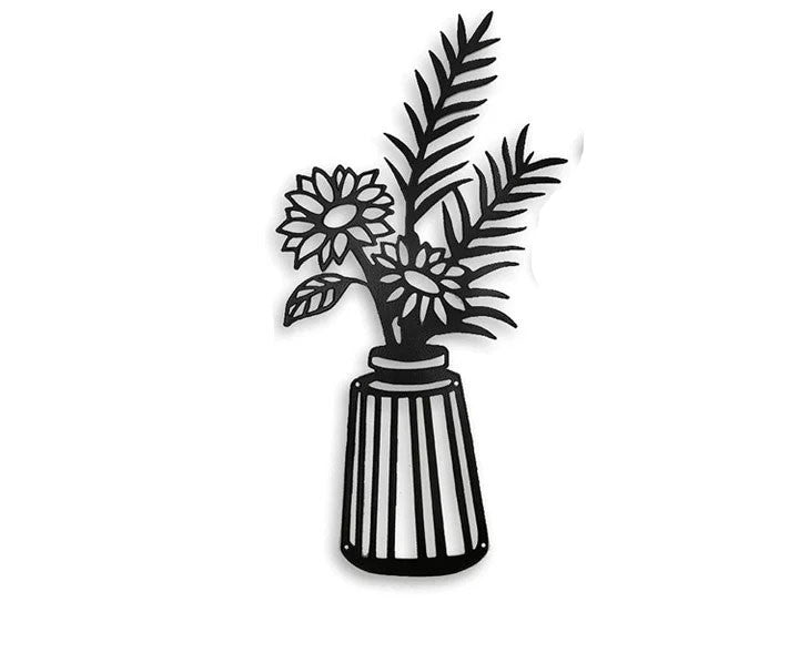 Metal Flowers Wall Decor Metal Wall Sculpture for Patio Balcony Black Metal Wall Decor Art for Living Room Bathroom Bedroom Dining Room Decorations