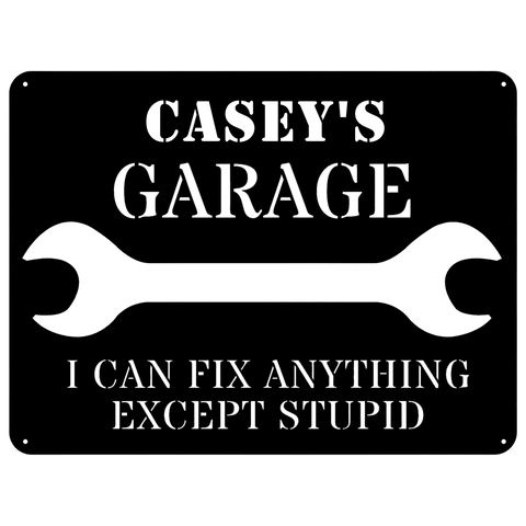 Dad's Garage Metal Sign, I Can Fix Anything Except Stupid, Custom Garage Sign, Personalized Garage Metal Workshop Sign, Gift For Him, Laser Cut Metal Signs Custom Gift Ideas