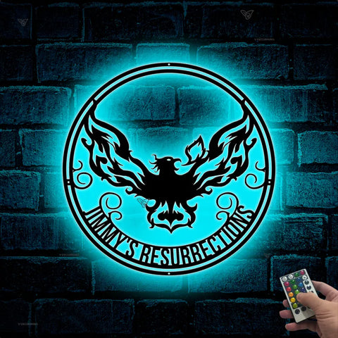 Custom Phoenix Logo Metal Wall Art Led Lights, Golden Phoenix Metal Wall Decor, Personalized Phoenix Metal Sign, Phoenix Metal Wall Hangings Decor