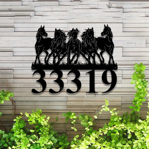 Custom Wild Horses Metal Wall Art Led Lights, Personalized Running Horses Metal Name Sign, Custom Horse Farm Sign Metal Wall Decor