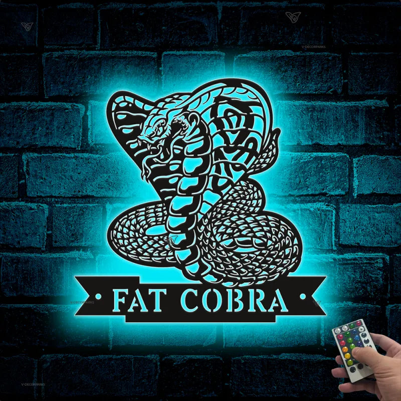 Custom Cobra Snake Metal Wall Art With Led Lights, Custom Cobra Snake Metal Sign With Name, Cobra Snake Neon Sign, Metal Snake Neon Metal Wall Decor