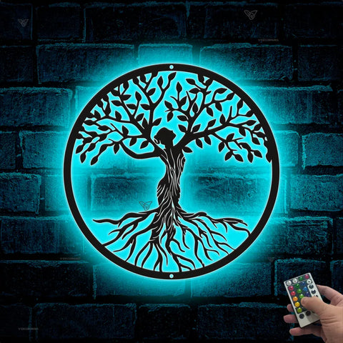Metal Tree Of Life Wall Art Led Lights, Tree Of Life Metal Sign, Family Tree Monogram Wall Sign, Housewarming Metal Decor, Tree Of Life Metal Sign