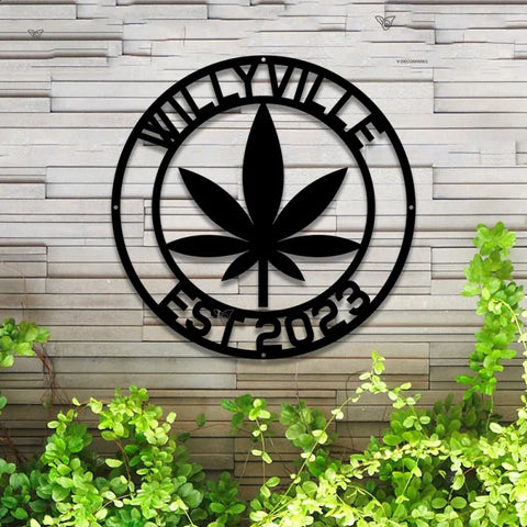 Personalized Weed Metal Wall Art Led Lights, Custom Cannabis Metal Name Sign, Marijuana Metal Sign, Culture Smoking Cigarette Metal Wall Art