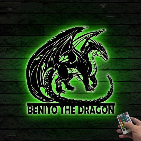 Custom Mythical Dragon Metal Sign Led Lights, Dragon Name Metal Art, Monogram Dragon Metal Wall Decor, Metal Dragon Neon Sign, Dragon House Sign