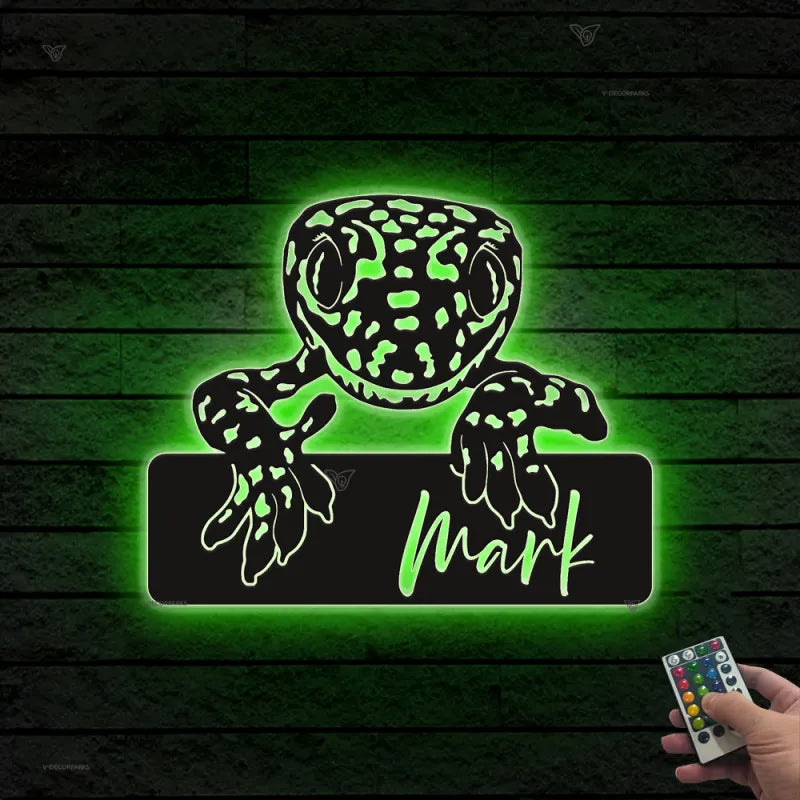 Lizard Animal Metal Wall Art With Led Lights, Custom Lizard Animal Metal Name Sign, Lizard Metal Wall Hanging Led Sign Decor,