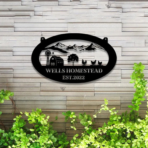 Custom Farmhouse Metal Wall Art Led Lights, Personalized Animals Barn Metal Sign, Metal Farm Truck Name Sign, Mountain Barn Ranch Metal Sign