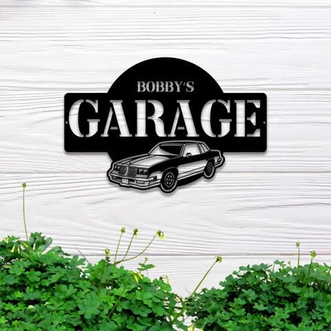 Personalized Name Garage Metal Sign With Led Lights, Custom Mancave Garage Metal Wall Art, Custom Garage Metal Name Sign