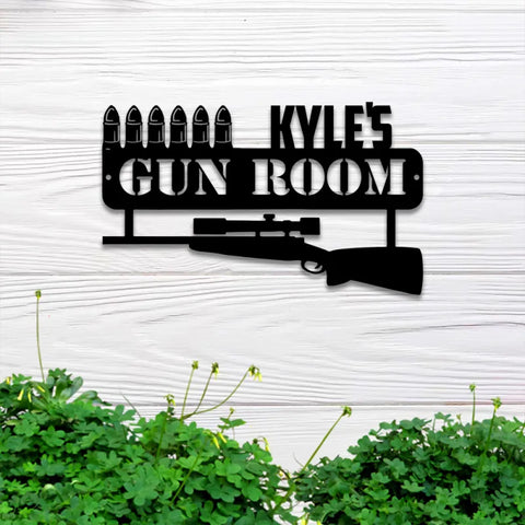 Personalized Sniper Gun Metal Wall Art With Led Lights, Custom Sniper Gun Metal Name Sign, Metal Weapon Gun Room Wall Sign Decor