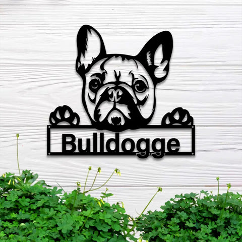 Custom French Bulldog Metal Wall Art With Led Light, Personalized Frenchie Dog Name Sign, Frenchie Dog Metal Wall Led Decor
