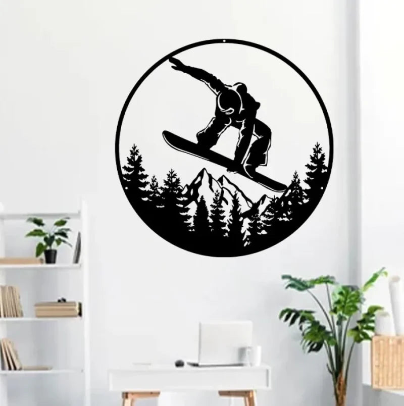 Snowboard Metal Wall Art With Led Lights, Snowboard Mountain Winter Sport Decoration, Snowboard Monogram Metal Wall Hanging, Snowboard Metal Sign