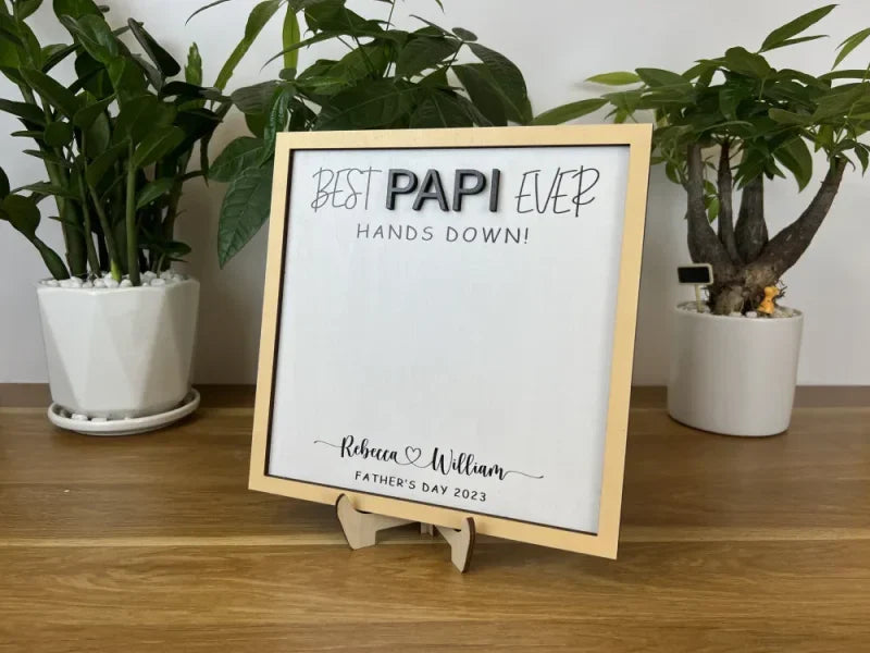 Best Dad Ever Hand Down, Personalized Fathers Day Gift,Custom Family Name Sign, Daddy Wooden Sign, DIY Sign, DIY Children's Gift, Fathers Day Gift