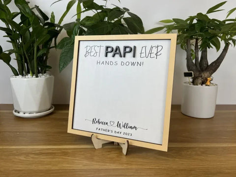 Best Dad Ever Hand Down, Personalized Fathers Day Gift,Custom Family Name Sign, Daddy Wooden Sign, DIY Sign, DIY Children's Gift, Fathers Day Gift