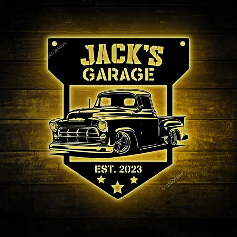 Custom Classic Car Metal Sign Wall Art Led Lights, Garage Decor, Personalized Car Name Sign, Mechanic Gifts, Work Shop Sign, Car Garage Metal Sign